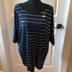 NWT New Directions Sequin Navy Top